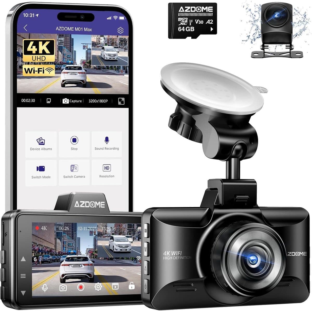 Dashcam voor auto - Zwart - 170° Groothoeklens - 1080p Full HD Camera met Nachtzicht en Parkeermonitor — afbeelding 1