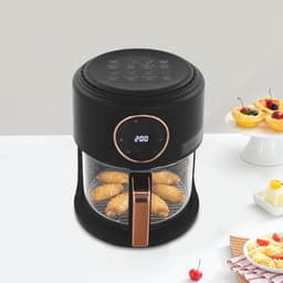Heteluchtfriteuse met kom - Airfryer glas - Gezond koken - Zichtbaar kookproces - 42 liter inhoud - Zwart — thumbnail 4