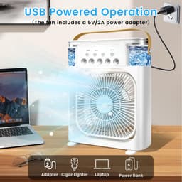Casalora Portable Aircooler - Airco Zonder Afvoerslang - Tafelventilator -Luchtkoeler 4-in-1 -3 windsnelheden met 600ml Watertank - Wit — thumbnail 4