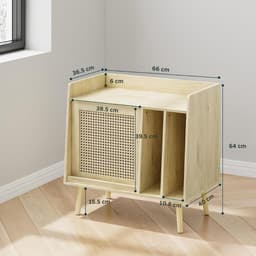 SNJY® Platenspeler Meubel - Platenspeler Kast - LP Houder - Platenhouder - 36,5D x 66B x 64H cm - Lichtbruin — thumbnail 4