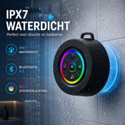 Namajunas Draagbare Bluetooth Speaker - Douche Speaker - Met Haak - Afneembare Zuignap - 360° Sound - IPX7 Waterdicht - Zwart — thumbnail 3