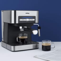 Espressomachine 20 Bar – 850W – 1,6L Watertank – Melkopschuimer met Stoompijp – 1 of 2 Kopjes – Kopjeswarmer – RVS/Zilver — thumbnail 3