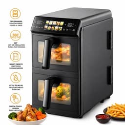 Just Perfecto Olievrije Heteluchtfriteuse – Digitale Airfryer met 2 Boven Elkaar Geplaatste Bereidingscompartimenten en Touchscreen, voor Gezond Frituren — thumbnail 3
