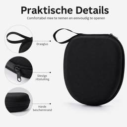 Koptelefoon Hoes – Koptelefoon Case - Headphone Case - Waterbestendige hardcase voor koptelefoon - Stootvast - EVA Beschermhoes voor Bluetooth Headset & HoofdtelefoonHeadset Case - Zwart — thumbnail 3