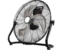 Kraftverdia Krachtige Ventilator - Ventilator Staand - Industriële Vloerventilator 25CM – Zwarte Tafelventilator met 3 Snelheden, 130° Draaibare Luchtstroom, Aluminium Bladen voor Woonkamer, Garage en Werkplaats — afbeelding 1