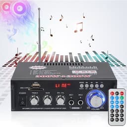 HiFi stereo audioversterker - 600W Bluetooth mini-versterker - Met basversterking, USB, MP3, FM-radio - Geschikt voor auto's en thuisgebruik - Kaart-/USB-ingang - 12V/220V Bluetooth thuisversterker - Stereo versterker — thumbnail 1