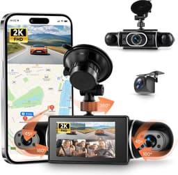 Thijox - 4-kanaals 360° Dashcam Auto 2K + 1080P WIFI - Hoge Resolutie Beveiligingscamera voor Auto, Voor- en Achteropnames, Nachtzicht, Beveiliging en — thumbnail 1