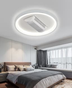 SUMOH® Plafondventilator beweegbaar met lamp licht LED 120 graden brede luchtinlaat – Intelligente App Modern en Veilig Trending afstandsbediening – plafondlamp – Multifunctioneel – Dimbaar – woonkamer slaapkamer volwassenen en Kinderen - WIT — thumbnail 1