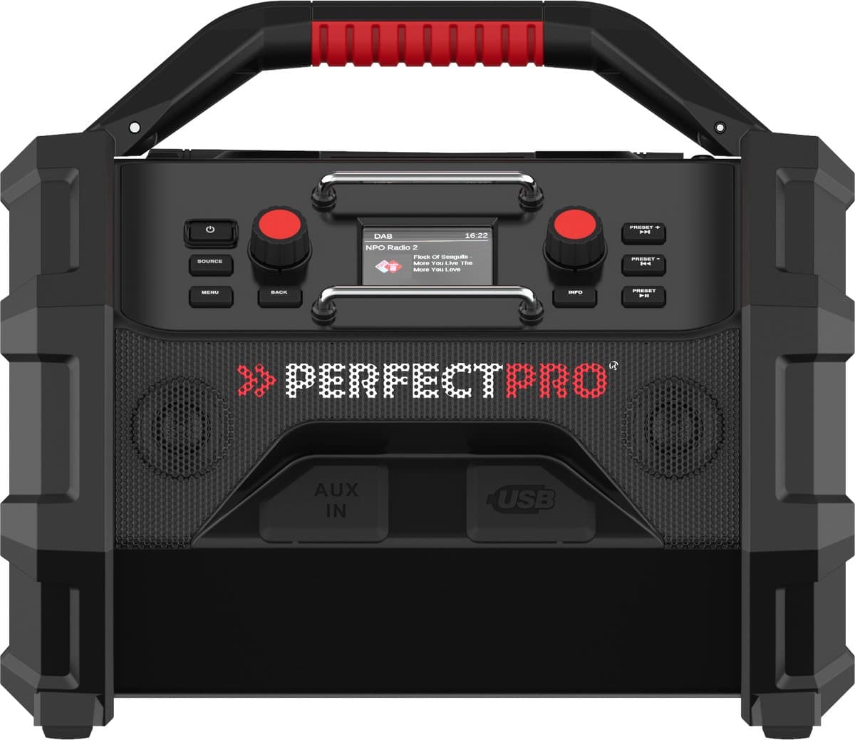 PerfectPro ROCKTAGON 18V - Multi Battery 18 systeem - FM / DAB+ - Bluetooth - bouwradio 230V/18V - IP65 - OCT-18V — afbeelding 1