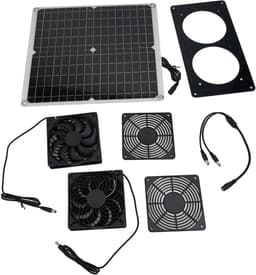 Uitlaatventilator Zonnepaneel - Dubbele Ventilator - Ruimte Koel Houden - IP65 Waterdicht Ontwerp - 30W 3000 RPM - Zwart — thumbnail 3