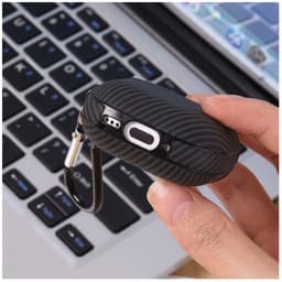 Hoesje Geschikt voor Apple AirPods 4 / 5 | TPU | met Haak | Carbon Zwart — thumbnail 5