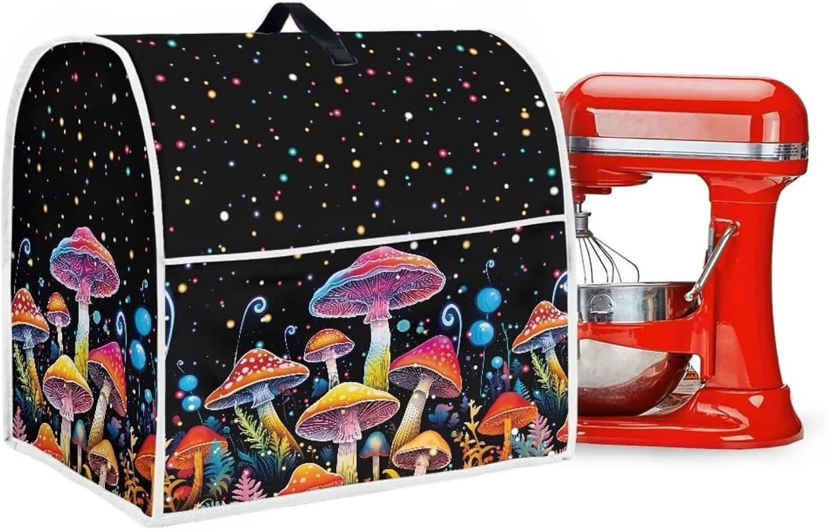 Standmixerhoes - Keukenmachinehoes Beschermhoes - Keuken Opbergen - Met Handvat en Vakken - 37 cm Hoog - Mushroom Galaxy — afbeelding 1