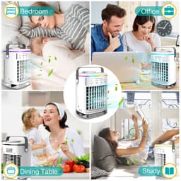 COOAU - Draagbare Luchtkoeler - Mini Airco met 700ml Watertank - 4 Snelheden & Timer - 7 LED Verlichting - Stil & Energiezuinig - Voor Thuis, Kantoor & Slaapkamer - USB Voeding — thumbnail 5