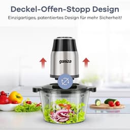 Elektrische Hakmolen met 2 Kommen – 2x 1,8L RVS en Glas – 2 Snelheden – Foodprocessor voor Vlees, Groenten en Noten — thumbnail 3