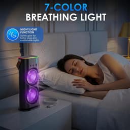 Draagbare mini-airco – 280 ml luchtkoeler, 4-in-1 draagbaar apparaat, 3 snelheden, 3 vernevelingsstanden, ledverlichting in 7 kleuren, USB-ventilator & luchtbevochtiger voor de slaapkamer - zwart — thumbnail 2