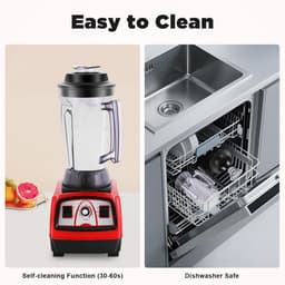 Krachtige Blender - Keukenmachine Smoothies - Gezonde Maaltijden Maken - 2200 Watt Motor - 4 Liter Inhoud - Rood — thumbnail 5