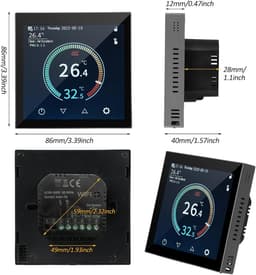Slimme Thermostaat - Temperatuurregelaar WiFi - Verwarming Regelen - App-bediening - 86 x 86 mm - Zwart — thumbnail 3