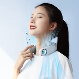 Nekventilator met TEC Koeling 4000mAh – Draagbare Bladloze Halsventilator met Halfgeleider Koeltechnologie, 3 Snelheden, LED Display en Sfeerverlichting – USB Oplaadbaar Wit — thumbnail 5