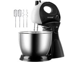Elektrische Mixer - Keukenmixer Deegmixer - Bakken en Koken - Kantelbare Kop - 3L Kom - Zwart