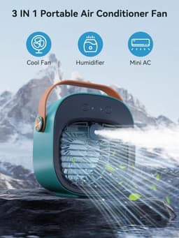 Draagbare airconditioner – Oplaadbare mini-airco (5200 mAh) met 3 snelheidsstanden, 5-10 uur gebruiksduur, stille bureauventilator, persoonlijke luchtkoeler voor thuis, slaapkamer, reizen, kantoor en buitengebruik.（Groente） — thumbnail 4