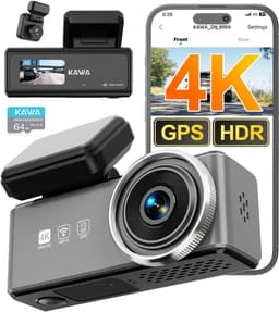 SnelShoppen - KAWA 2 Kanaal Dash Cam 4K + 1080P Voor- en Achterkant, Voice Control, GPS, 2K HDR, Parkeermodus, Wi-Fi 6, Voor Auto's, Dual Channel — thumbnail 1