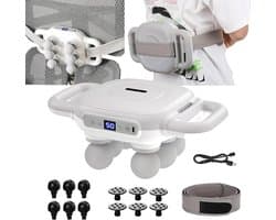 Massagepistool, 6-koppige diepweefselmassager, 1500 mAh, spiermassageapparaat met 18 massagekoppen en heupgordel en 50 snelheden voor pijnverlichting voor rug taille buik benen