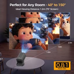 SnelShoppen - Mini Projector 4K Native 1080P Draagbare Projector met Android, Autofocus, Keystone-correctie, WiFi 6, Bluetooth 5.4, 5W Luidspreker, 18 — thumbnail 5