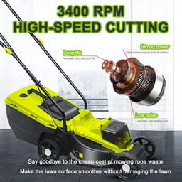 Elektrische Grasmaaier - Accu Duwmaaier - Gazon Onderhoud - Borstelloze Motor - 3 Maaihoogtes - Zwart — thumbnail 2