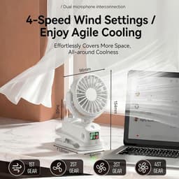 Mini USB-clipventilator, mini oplaadbare luchtbevochtiger met nevel, 4 windsnelheden, tafelventilator, mini draagbare ventilator voor thuis, bureau en kantoor (wit). — thumbnail 3