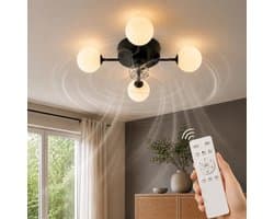 Glitzerlife - Plafond ventilator met verlichting Plafondlamp Ventilatorlamp - 4xG9 fitting - Stille plafondventilator DC motor 6 snelheden - afstandsbediening timerfunctie - modern design PC metaal - Ø50cm - wit — afbeelding 1