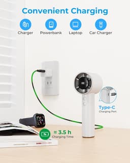 Handventilator oplaadbaar – 199 snelheden – USB tafelventilator met LED display – 3000mAh — thumbnail 4
