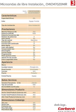 Magnetron met Grill - Oven Combi - Snel Maaltijden Bereiden - Gouden Crunchy Resultaten - 20 Liter Capaciteit - Spiegel — thumbnail 4