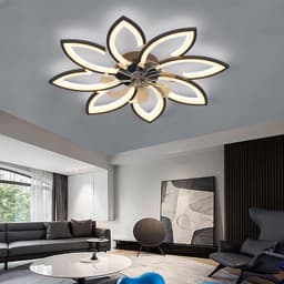Plafondventilator met LED Verlichting – Ø50 cm – Dimbaar – 6 Snelheden – Afstandsbediening – Timer – Zomer- & Winterstand – Zwart — thumbnail 1