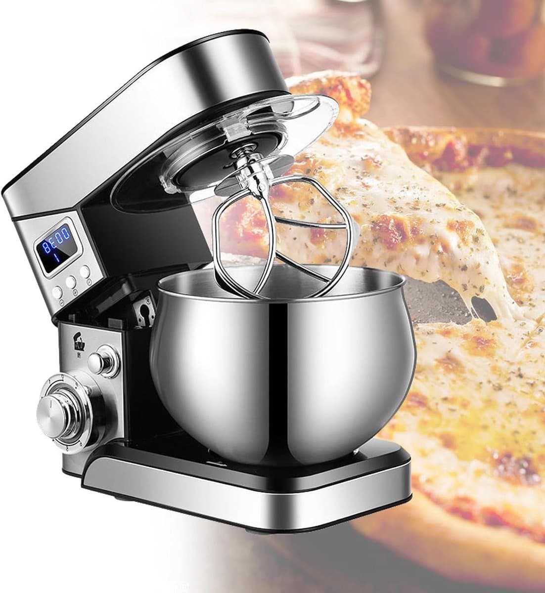 Elektrische Mixer - Keukenmachine - Bakken en Koken - 6 Snelheden Digitaal - 5.5 Liter Kom - Rood — afbeelding 1