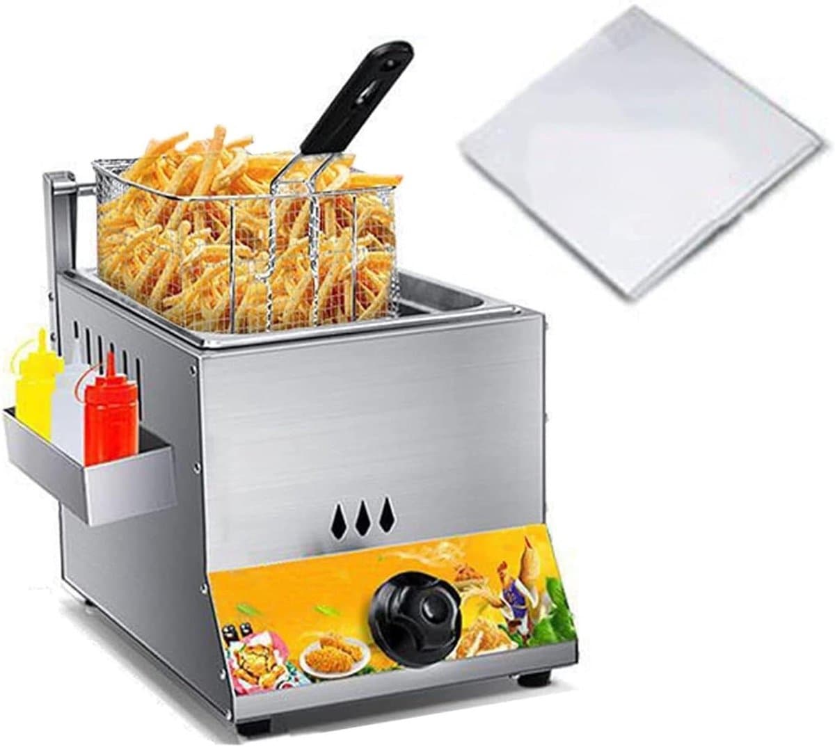Commerciële Friteuse - Roestvrij Staal - Frituren Thuis - Snelle Verwarming - 6 Liter Capaciteit - Zilver — afbeelding 1