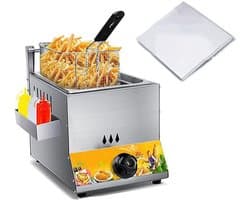 Commerciële Friteuse - Roestvrij Staal - Frituren Thuis - Snelle Verwarming - 6 Liter Capaciteit - Zilver