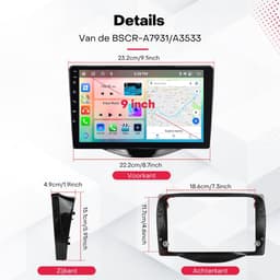 Boscer 2 Din Android 15 Autoradio - Geschikt voor Toyota Aygo, Citroën C1 & Peugeot 108 (2014-2021) - Draadloos Apple Carplay & Android Auto - 6+128GB - 9 Inch HD IPS Touchscreen - GPS - WIFI, Bluetooth & USB - Achteruitrijcamera & Microfoon — thumbnail 3