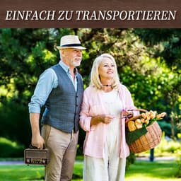 Retro Radio met Bluetooth 5.4 - AM FM SW Wereldradio met Houten Look - Draagbare Bluetooth Speaker met USB TF Kaart Ondersteuning - Oplaadbare Vintage Radio voor Thuis en Buiten — thumbnail 3