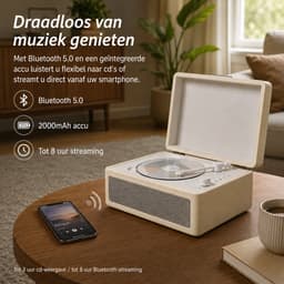 Gloovon® - Bluetooth CD Speler - Draagbare - Discman - Ondersteuning voor CD/Bluetooth/MicroSD-kaart/USB/AUX - Ingebouwde speaker - Wit — thumbnail 3