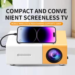 SnelShoppen - Mini Projector 1080p Full HD Home Theater Projector 6000Lm LED Beamer met Car Correctie en Handmatige Focus - Geschikt voor Telefoon, US — thumbnail 3