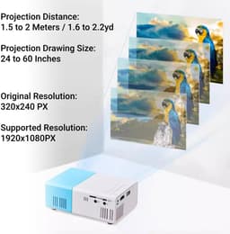 SnelShoppen - YG300 Mini-videoprojector, Mini-led-beamer, 1080P Full HD Overheadprojector, LED Thuisbioscoop, Compatibel met Smartphone, Tablet, Lapto — thumbnail 5
