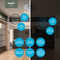 Varin® Smart Plafondlamp met ventilator - Bamboe Wit - Tuya Wifi - Ø 50cm - Plafondventilator met verlichting - Smart lamp slaapkamer - Plafonniere kinderkamer - Plafondlampen industrieel - Plafond lamp - Afstandsbediening - Plafond met ventilator — thumbnail 4