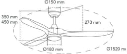CristalRecord - Plafondventilator Nine big Ø 152 cm hout mat chroom — thumbnail 2