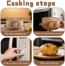 SnelShoppen - Stoomkoker Magnetron met Stoomventiel – BPA-vrije Aardappelkoker voor Ovenaardappelen in de Magnetron Bereiden – Vaatwasmachinebestendig — thumbnail 5