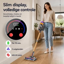 Steelstofzuiger Draadloos - 65000Pa/600W - 70 Min - Touchscreen - Anti-klit Borstel - 3 Standen - 1,8L - Voor Dierenharen — thumbnail 4