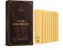 2.5 Alt Saxofoon Rietjes – Set van 10 – Rieten voor Altsaxofoon – Sterkte 2.5 – Natuurlijk Bamboe