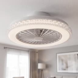 MONSUN - Moderne LED Plafondlamp met ventilator - 485 mm - CCT Aanpasbare kleuren- 48w - 2900K / 4200K / 6500K - 5110 Lumen - Dimbaar met afstandbediening - Kristal-Wit — thumbnail 1