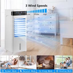 Luchtkoeler - Mobiele ventilator - Verfrissing Binnen - Dubbele Turbocompressor - 58x24x25cm - Wit — thumbnail 2