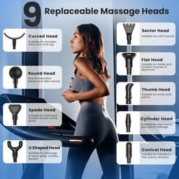 Massagepistool, massagepistool voor diepe weefselmassage voor pijnverlichting, percussieve spiermassagepistool voor atleten, draagbare elektrische rugmassager met 30 snelheidsniveaus en 9 massagekoppen (grijs) — thumbnail 5