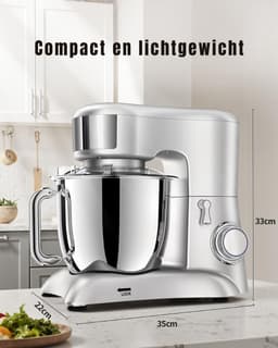 KAD® Deegmachine - Elektrische Deegmixer - Keukenmixer - Zilver - 35cm x 22cm x 33cm — thumbnail 5